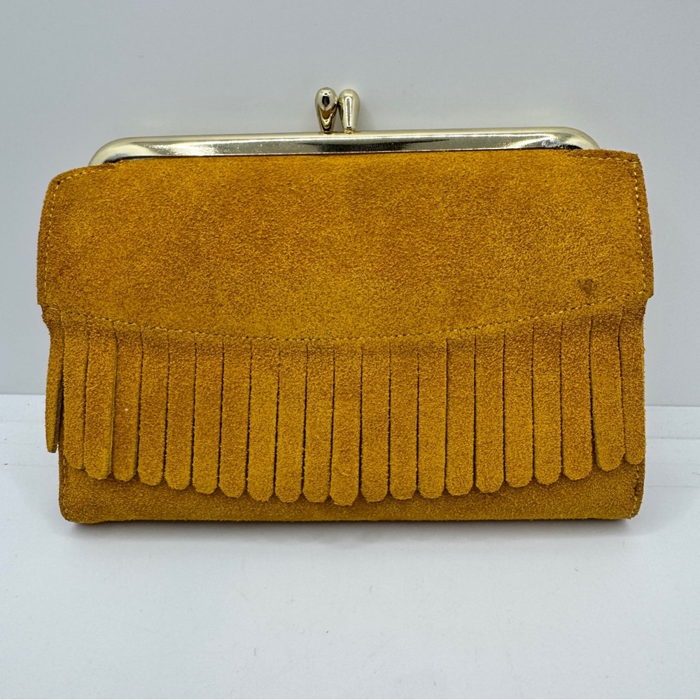 Vintage Baronet Fifth Avenue Wallet Leather Fringe‎ Change Purse Clutch Brown